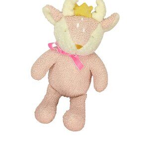 Cloud Island Pink Deer Plush Toy 12" Baby Soft Stuffed Animal With Pink Bow & Cr